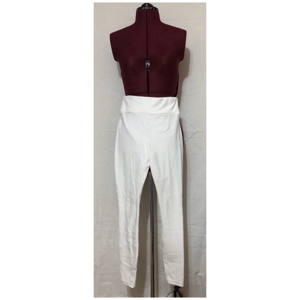 White velvet leggings